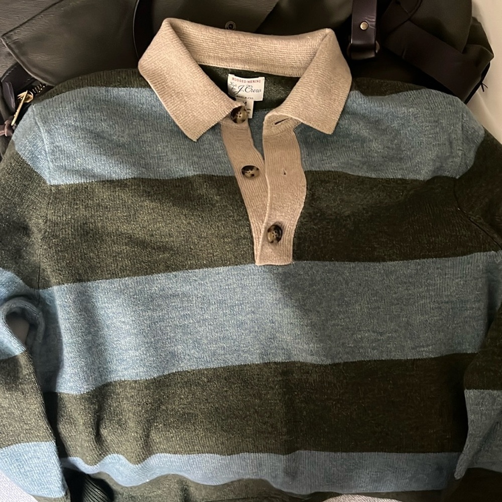 JCrew Rugged Merino Rugby Sweater in Stripe
